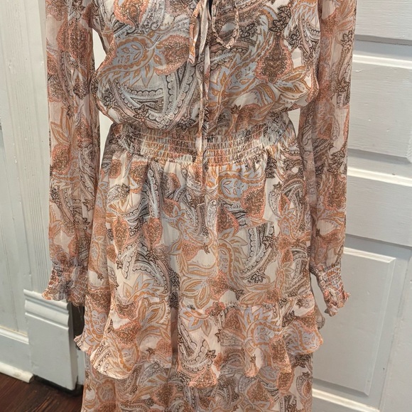 Jessica Simpson Harmony Tiered Ruffle Paisley High Low Maxi Dress Sz Sm - Picture 3 of 14